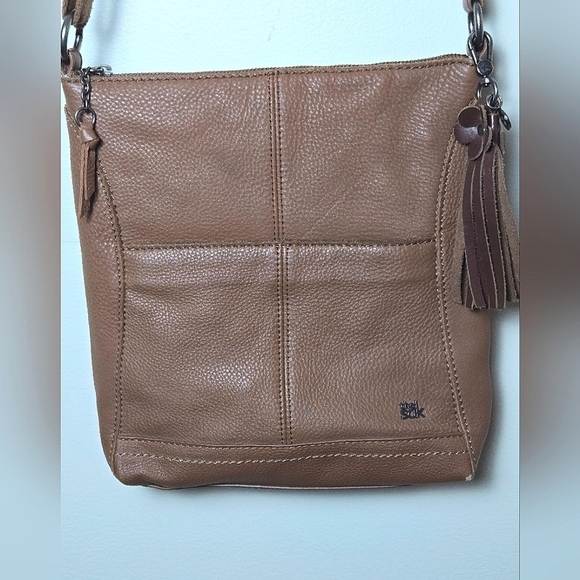 The Sak Brown Leather Tassle Crossbody Bag Purse - Picture 1 of 6